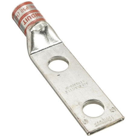 Panduit Two-Hole Compression Lug, 3/0 AWG Max, 1 to 2 in Stud, Standard Barrel, Copper, Orange LCDX3/0-12-X